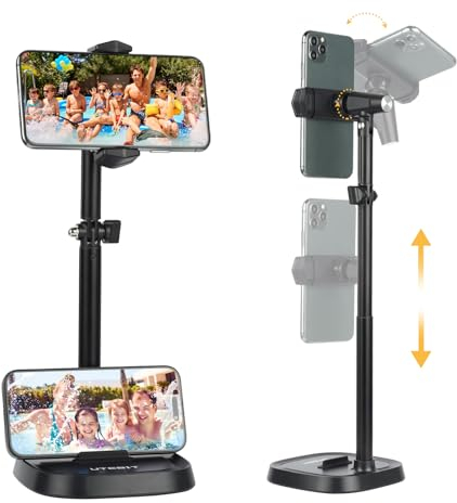 UTEBIT Handy Ständer Tisch, Handyhalterung Verstellbar, Multi-Winkel Handyhalter, Phone Holder für Schreibtisch Kompatibel mit iPhone 14 13 12 11 Pro Max/Galaxy/Huawei/Xiaomei