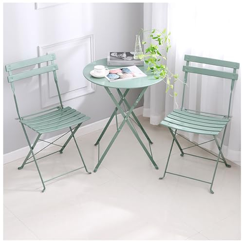 YANLD Klappbares Terrassen-Bistro-Set, Klapptisch und 2 Stühle aus Eisen für Balkon, Hinterhof, Veranda, wetterfeste Gartenmöbel-Sets für den Außenbereich