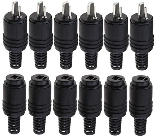 VISSQH 12 (6 pares) Conector de Altavoz DIN Macho Hembra,Conector de cable de altavoz 2 Pines con terminales de tornillo,DIN Clavija Altavoz sin soldadura (negro)