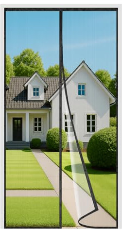 4UMOR Mosquitera Puerta Magnética 85x210cm Ensanchado Cinta de 3,8cm Sin Taladrar Cortina Mosquitera Exterior Cierre Automático para Balcón, Cocina, Dormitorio, Correderas, Garaje o Patio