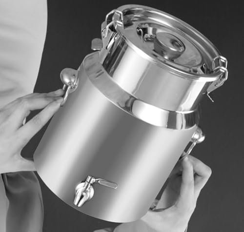 201 Lechera Acero Inoxidable con Tapa, Lechera Acero Inoxidable 5-88 litros,con Tapa con Asa, para Transportar o Almacenar Leche FW,withfaucet-5L