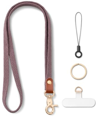 MORSUNBELA Nyckelband Lång Nyckelring Långt Band för Korthållare Arbets-ID och Nycklar Rosa Lila | 48 cm flätad elastisk nyckelkedja nyckelband för upphängning lång lärare ID-fodral för nycklar mobiltelefon snodd