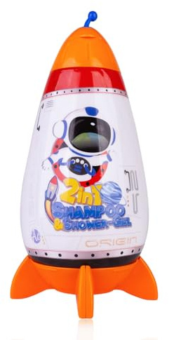 Accentra 2-i-1 duschgel TAKE ME TO THE MOON för kropp och hår - och schampo i en dekorativ raketflaska, duschgel i raketdesign, 400 ml, doft: Ocean, presentidé för barn och pojkar