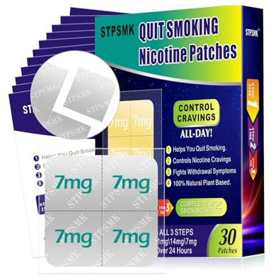 Nicotine Patches Step 1+-3, 28mg Dividable into 4×7mg Pieces – Covers All Quit Stages, 24-Hour Transdermal Quit Smoking Aid (30 Patches)