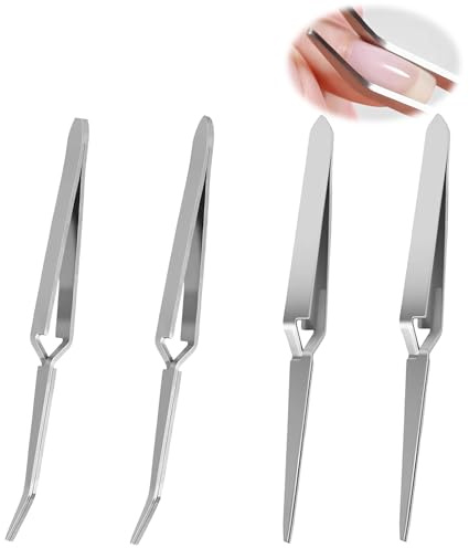 4 stycken korslås, pincetter, lödpincetter, multifunktionella, korspincetter, rostfritt stål, böjt och rak, professionella pincetter för gör-det-själv-pyssel, smyckestillverkning