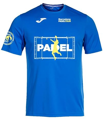 Barcelona Padel Tour Camiseta Técnica de Manga Corta para Hombre, Poliéster, Secado Rápido, Cuello Redondo, Estampado de Pádel