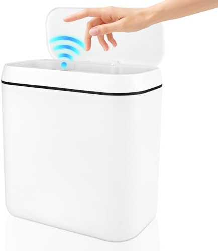 Gaethra 15L soptunna med sensor, automatisk beröringsfri soptunna med 3 lägen, sensor soptunna, snabb reaktion, smal design, tyst, idealisk för badrum, sovrum, kök, vardagsrum