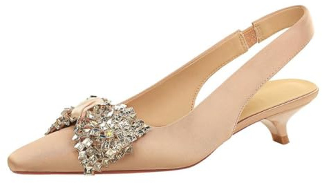 Escarpins à Talon Haut pour Femme Grand nœud Scintillant Strass Satin 3CM