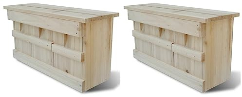 Ordellia Maisons pour Moineau Bois Naturel 2 pièces Dimensions 44 x 15,5 x 21,5 cm, abri extérieur avec perchoirs et toiture, idéal pour Nidification dans Jardin ou Balcon