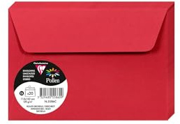 Clairefontaine 5586C - Pacco da 20 Buste autoadesive - Formato C6 11,4x16,2cm - 120g - Colore ribes rosso -Inviti Eventi e Corrispondenza - Gamma Pollen - Carta Premium Liscia