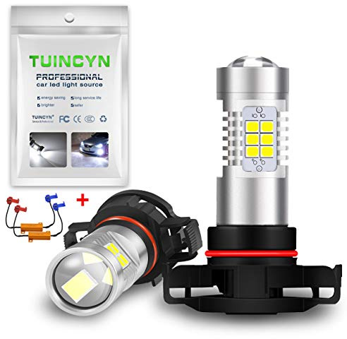 TUINCYN PSX24W LED dimglödlampa Canbus felfri DRL-lampbyte 2835 21SMD 6500K ren vit extremt ljus LED bilkörning dagsljus 10,5 W DC 12 V (2-pack)