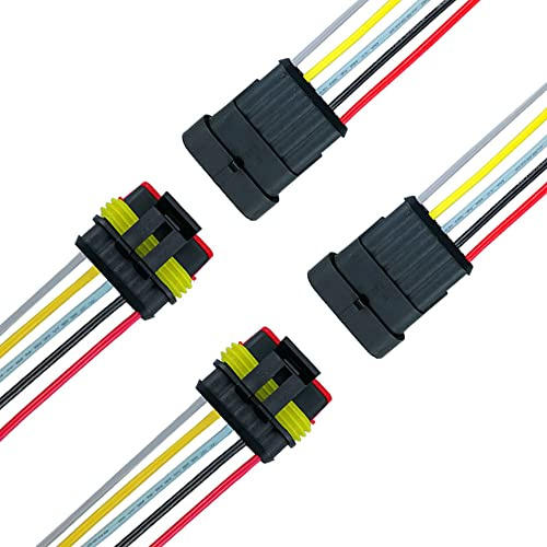 QitinDasen 2 Set 5 Pin Waterproof Car Electrical Connectors, Sealed Waterproof Electrical Connector Plug Socket Kit with 16 AWG Pre-Wired, for Car Truck Boat