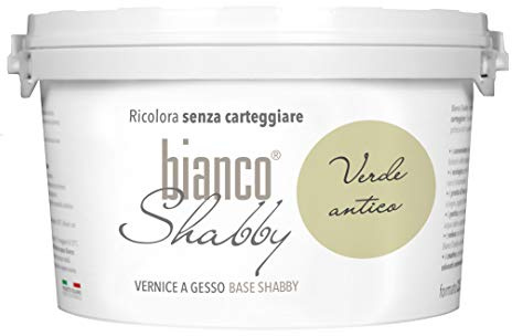 bianco Shabby® Verde Antico (antikgrön) vattenbaserad kritfärg för alla ytor – extra matt finish (2,5 liter)