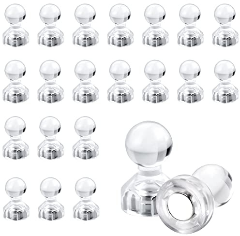 KINBOM 50 St Magneter Tryckstift, Kartmagneter med en Genomskinlig Låda, Whiteboard Magnet, Magnetstift i Plast för Klassrums Kylskåps Kalendrar Anslagstavla (Klar)