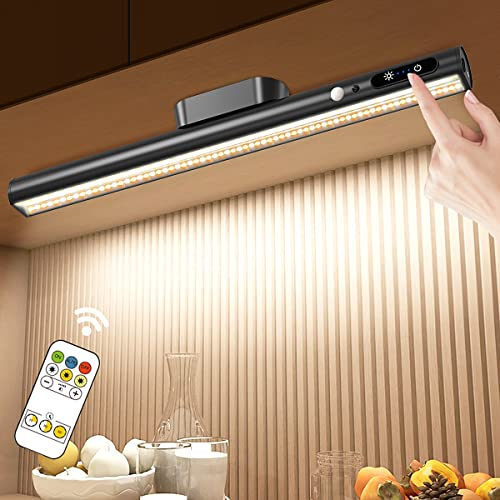 Hapfish Reglette LED da cucina senza fili con sensore di movimento, 4000 mAh lampada da scrivania ricaricabile USB, luce magnetica con telecomando, illuminazione da parete per armadio, tavolo,