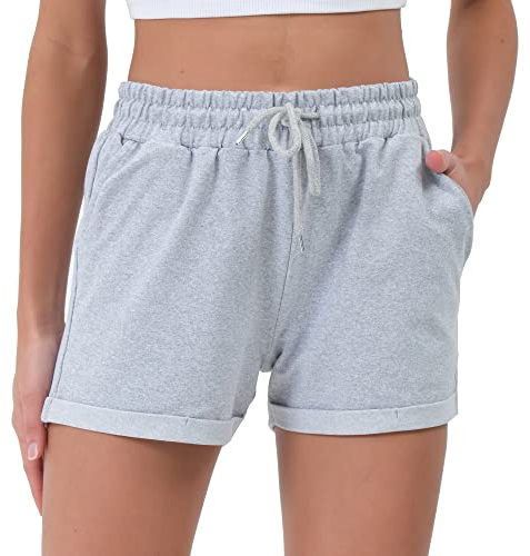 Smith & Solo Kurze Hose Damen - Shorts Sommer Hosen, Laufhose Kurz Sporthose, Trainingshose Sportshorts Women Laufshorts (Grau, L)