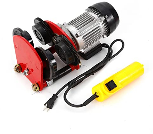 Cbhfmljd 1t/2200lb Industrial Electric Hoist Trolley Winch Crane Lift 4ft I-beam Links, Electric Push Beam Track Roller Trolley Overhead Garage Hoist Overhead Winch Crane Lift W/Trolley & Remote