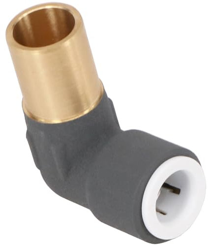 SPARES2GO 15mm x 10mm Push Fit Radiator Valve Anthracite Reducing Elbow Stem Compression