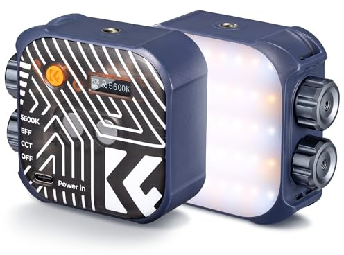 K&F CONCEPT Luz de Vídeo LED Bicolor, 2000mAh Portable Photography Fill Light, 15 Efectos de Luz, 2500K-9900K, CRI 96+, para Vlogging, Selfie, Fotografiar la Mano-me-Downs, Azul