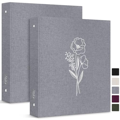 Lanpn Ringbuch Basic DIN A4 2 Stück, Leineneinband Ringbuch Ordner A4 mit 3 Ringe 2,5 cm runde Ringe hält 21,6 x 27,9 cm Papier für Zuhause Büro Schule Journaling Sammlungen (grau)