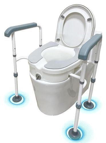 Rehausseur de Toilettes Adulte, Chaise Percée Adulte avec Accoudoirs, Rehausseur WC Adulte Réglable en Hauteur pour les Personnes âgées, les Femmes Enceintes, les Personnes Handicapées
