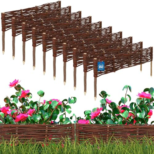 KOTARBAU® 10 st Rabattkant Trä - Pilstaket - Trädgårdsstaket - Pilträ - 60 x 10 cm - Brun - Gräskant Trä - Spjälstaket - Trädgårdsavgränsning - Dekorativ Kantstaket - Gräsmattekant