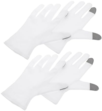 CALLARON 2paare Baumwollhandschuhe zum Schlafen mit Feuchtigkeitscreme Kompatibel mit Touchscreen Wiederverwendbar für Trockene Haut Bequeme Nachthandschuhe