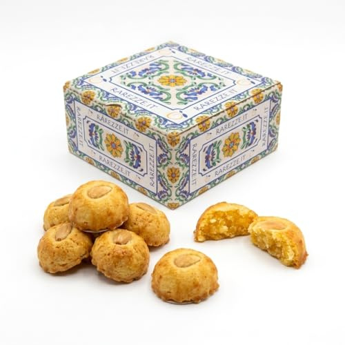 RAREZZE Low Sugar | Biscotti di pasta di mandorla siciliana a BASSO CONTENUTO DI ZUCCHERO, al Limone | Deliziosa confezione regalo (gr.400) | Dolci tipici di Sicilia | Preparazione artigianale