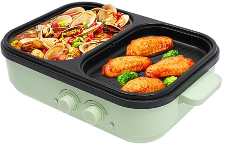 Padella elettrica 2 in 1, 1300 W, per grigliate, arrosti e pentole calde in casa