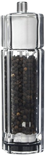 T&G 12649 Classic Hexagonal Straight-Sided Clear Acrylic 2-in-1 Combi Pepper Mill and Salt Shaker, 16 cm