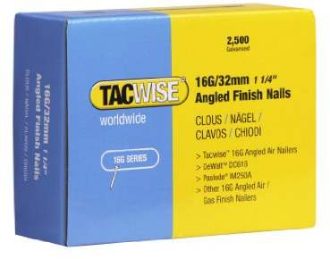 Tacwise 0769 16G/32 mm Angled Finish Nails - Box of 2,500, Silver