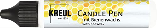 KREUL 49701 - Candle Pen, weiß, 29 ml, Kerzenstift mit feiner Malspitze, Farbe mit Bienenwachs zum Verzieren & Bemalen von Kerzen