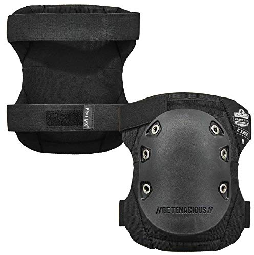 Ergodyne - 18336 ProFlex 335HL Slip Resistant Rubber Cap Knee Pads, Hook & Loop Closure Black Cap
