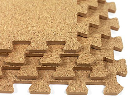 Easimat Cork Interlocking Floor Tiles with EVA Foam Base, 80 Square Feet Coverage, 8mm Thickness, Pack of 20