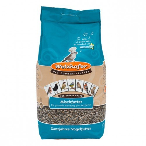 Welzhofer Vogelfutter Mischfutter mit Fettfutter 10kg - Gesunde Mischung für Wildvögel, ohne Zusatzstoffe, artgerecht & Ambrosia gereinigt - Vögelhäuser & Streufutter, von Elster bis Wacholderdrossel