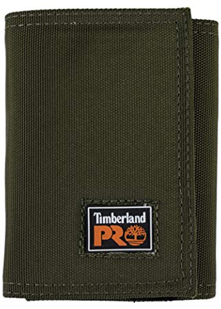Timberland PRO Portafoglio da uomo in tessuto resistente RFID, con finestra identificativa, verde oliva, taglia unica, Oliva, Taglia unica