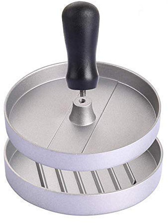 Pressa per Hamburger, Bi-Komfort Patty Press, Patty Maker, Patty Stamp, in Alluminio e Rivestito con Antiaderente e Alimentare Sicuro Materiale, Ideale per Pressare Patties e Come Mini Padella