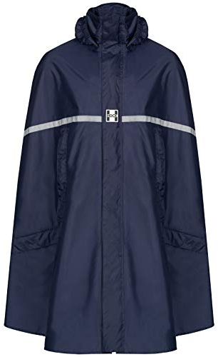 HOCK Premium Regenponcho mit Reißverschluss - Fahrradponcho Wasserdicht mit Reflektoren - Herren Damen Regenschutz - Hochwertige Regenbekleidung (marine, XXL)