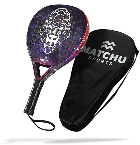 MATCHU - Padelracket – Bear - Unisex - 100% 3/18 K Kolram, Fiberglass Topplager och Mjukt EVA-skum - 3D-grepp - Unik Design - Inkluderar Bärväska - (Gorilla)