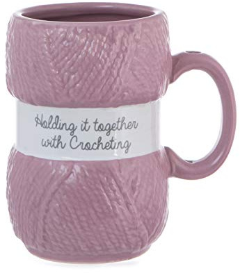 Boxer Gifts Crochet Gifts Mug - Realistic Ball of Wool Yarn Detailing - Novelty Crochet Accessories - Funny Crocheting Gifts for Women and Crocheters On Birthday & Christmas, Pink