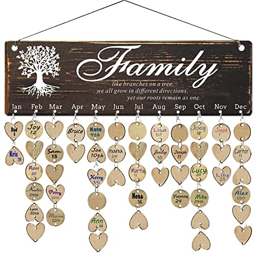 Logresy Birthday Gifts for Grandma, Family Birthday Tracker Reminder Calendar Board, Best Mom Grandma Christmas Mother Day Present Idea, Record Birthday in One Place, New Year Gift for Elderly