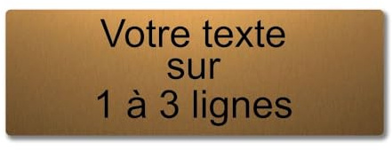 Plaque gravée personnalisée 1 à 3 lignes 20x6.5cm autocollante Or