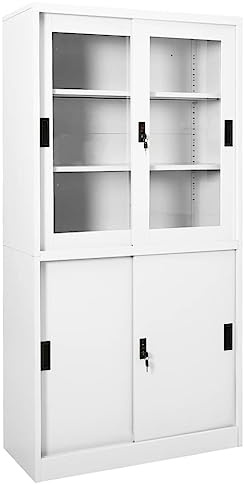 vidaXL Armadio per Ufficio Anta Scorrevole Bianco 90x40x180 cm Acciaio