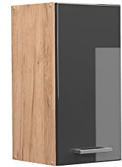 Vicco Hängeschrank R-Line, hängender Küchenschrank, Anthrazit Hochglanz/Goldkraft Eiche, 30 cm