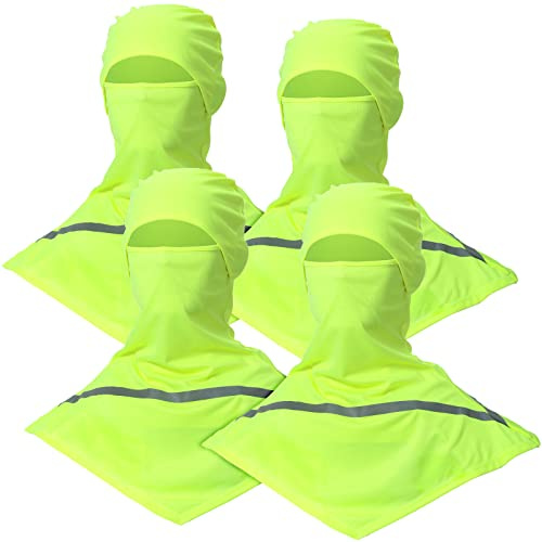 Seematn 4 Pcs Balaclava Sun Men Face Mask UV Protection with Reflective Strip for Construction Work Neck Covers Summer(Neon Yellow)