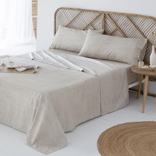 COTTON ARTean Juego sábanas Cama 150 Microfibra cepillada Sella Beige