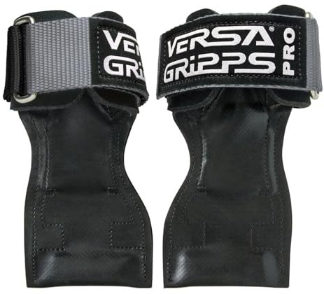 Versa Gripps® Pro, Handgelenkschlaufen für Gewichtheben, Alternative, das Beste Trainingszubehör, Silber/Schwarz, R/L