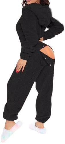 MANGGUO Mono Sexy de para Mujer con Capucha y Orejas, Mono de Mujer con Solapa en el Trasero, Pijama de una Pieza