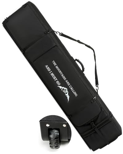 SLINRKE Bolsa de snowboard con ruedas, almacenamiento de transporte de snowboard de hasta 175 cm, bolsas de esquí extensibles para viajes aéreos