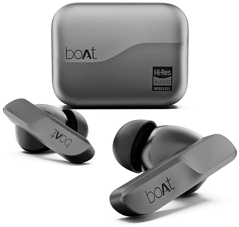 Boat Airdopes 800 HiDef, Hi-Res Audio LDAC, 4Mic ENx, App Support, ASAP Charge, IPX5, Low Latency, Dual Pairing, BTv5.3, Bluetooth TWS in Ear Earbuds Wireless Earphones (Graphite Grey)
